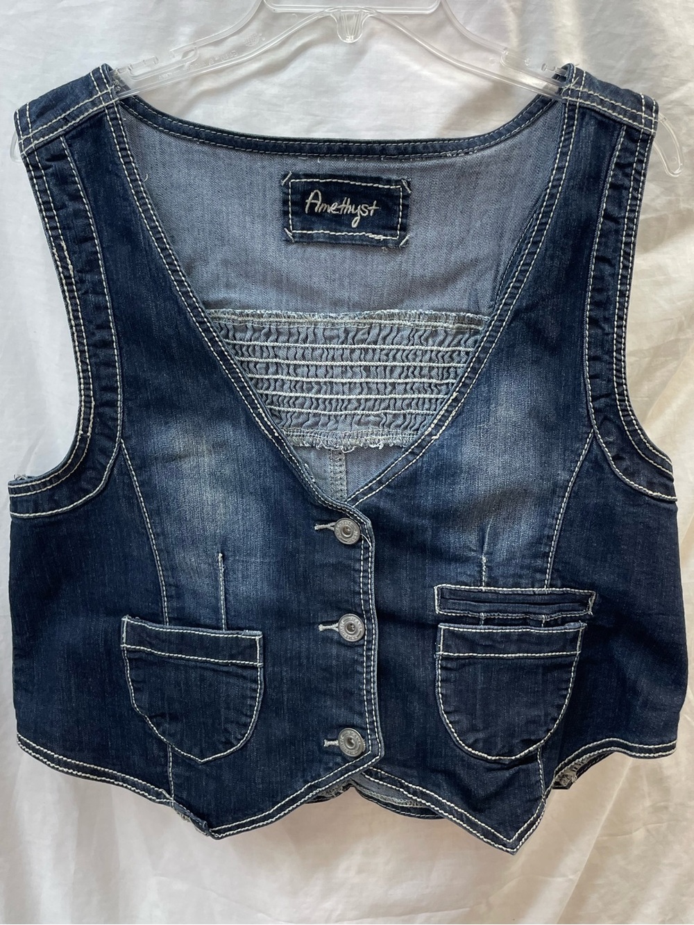Amethyst Jeans Women's Dark Blue Denim Vest - Sleeveless Jean Waistcoats sz 1x